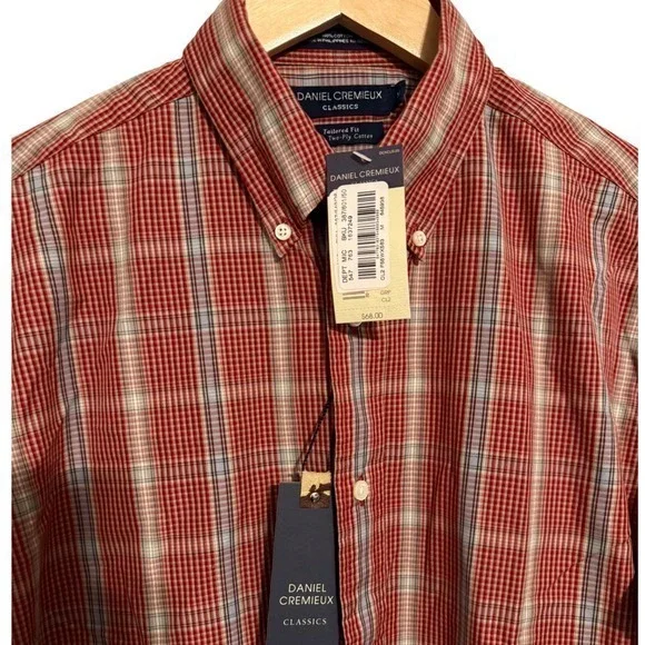 NWT-‎ Daniel Cremieux Classics Plaid Button Down Shirt Tailored Fit Medium - Picture 3 of 5
